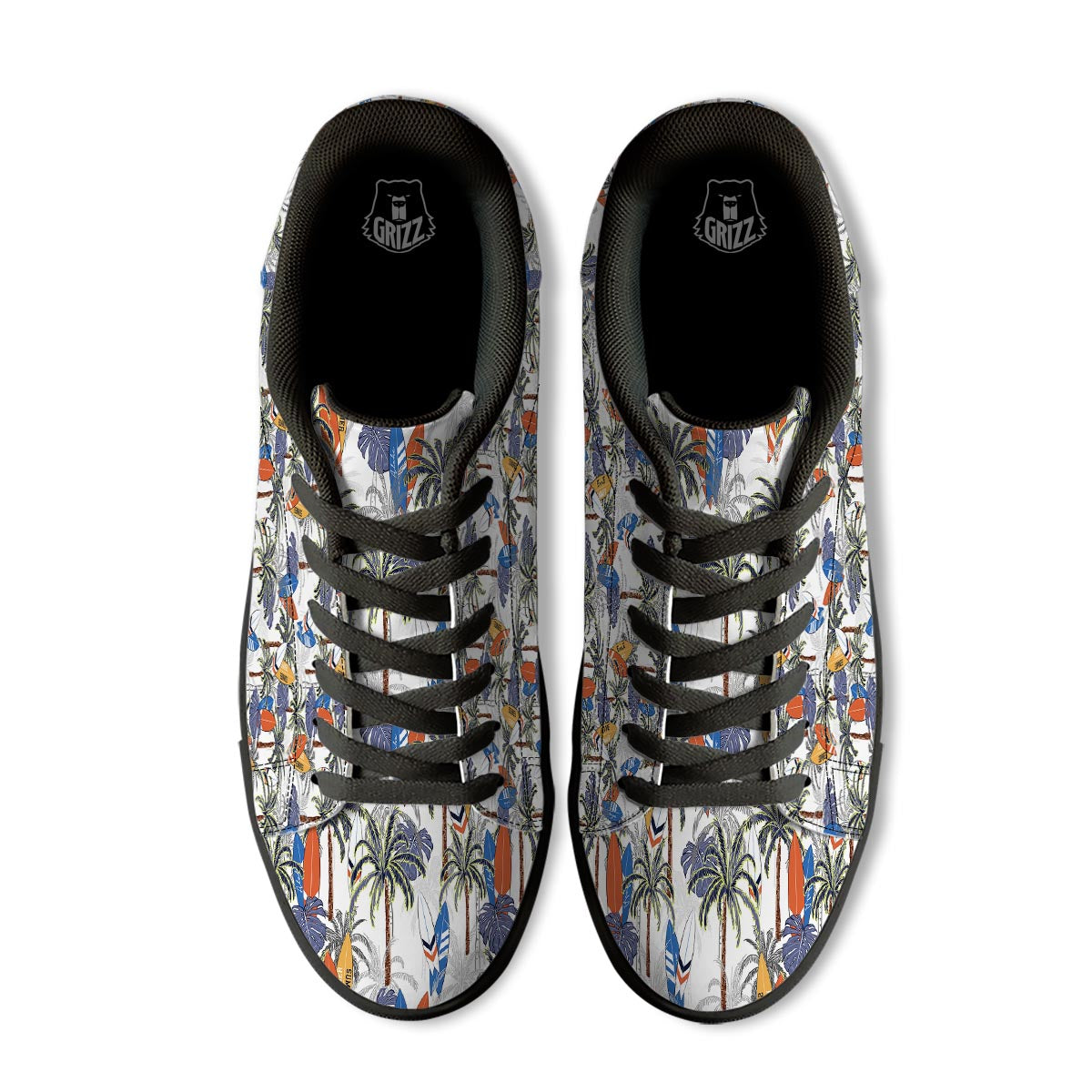 Surfing Summer Print Pattern Black Low Top Sneakers-grizzshop