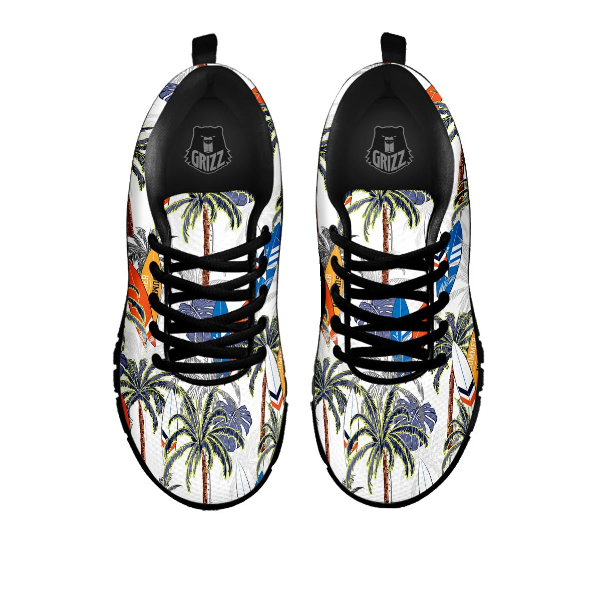 Surfing Summer Print Pattern Black Sneaker-grizzshop
