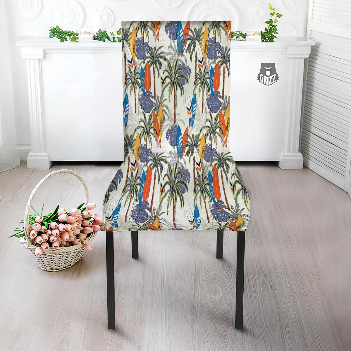 Surfing Summer Print Pattern Dining Chair Slipcover-grizzshop