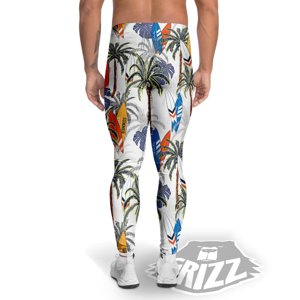 Surfing Summer Print Pattern Men's Leggings-grizzshop