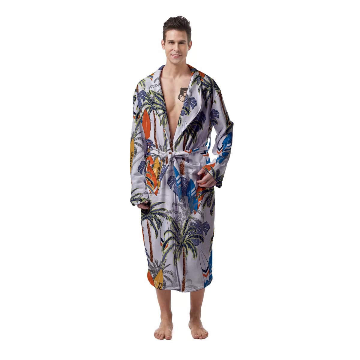Starfish Ocean Print Pattern Men Long Robe
