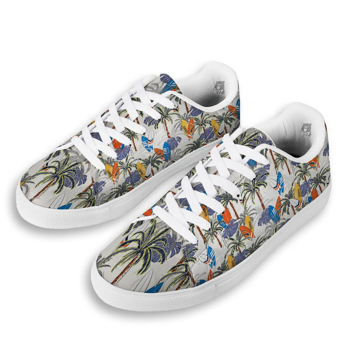 Surfing Summer Print Pattern White Low Top Sneakers-grizzshop