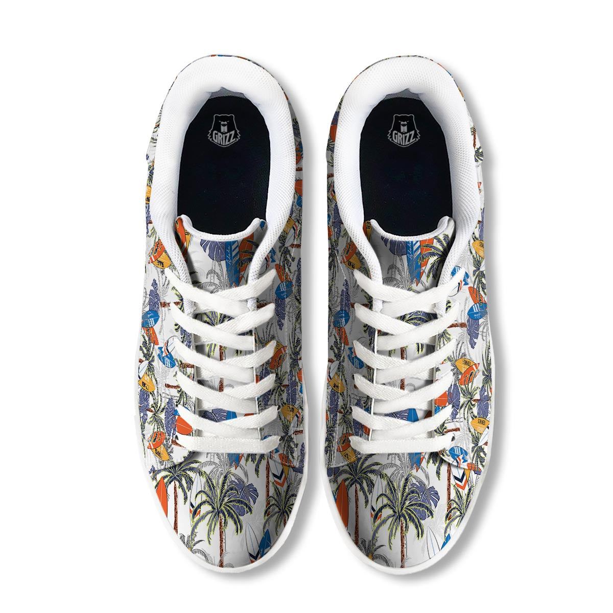 Surfing Summer Print Pattern White Low Top Sneakers-grizzshop