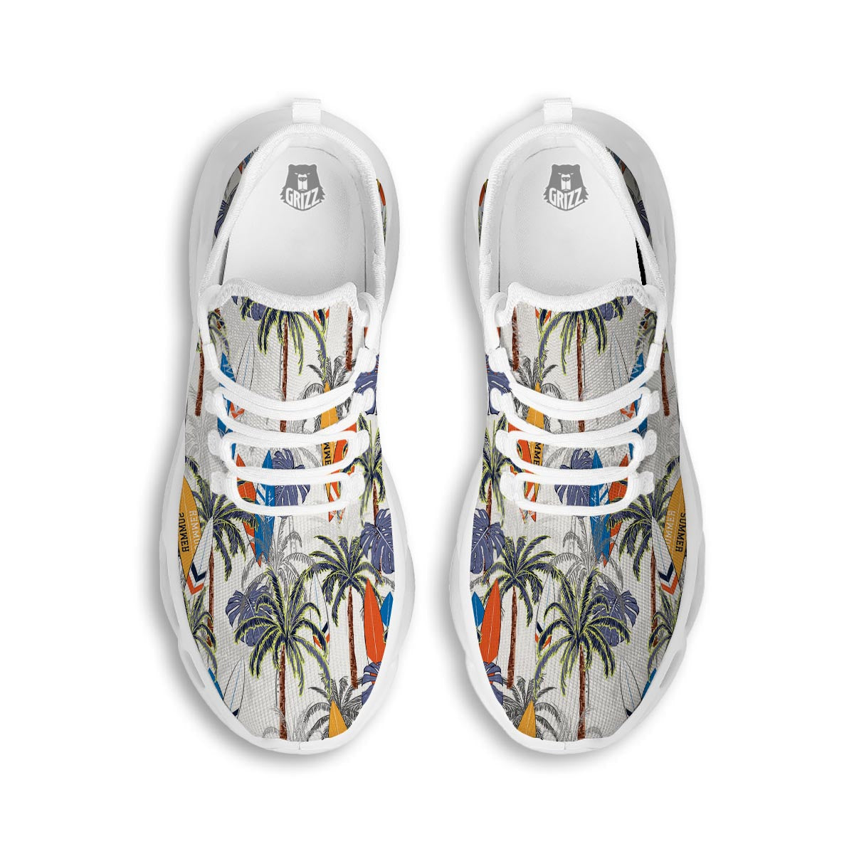 Surfing Summer Print Pattern White Running Shoes-grizzshop