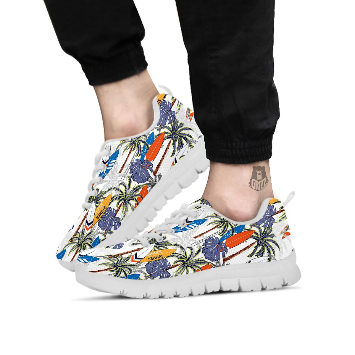 Surfing Summer Print Pattern White Sneaker-grizzshop