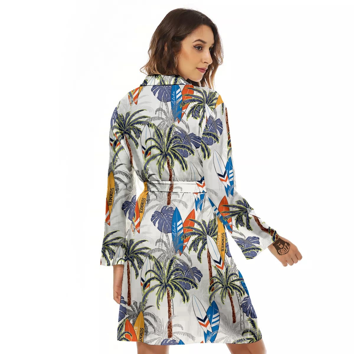 Surfing Summer Print Pattern Women's Robe-grizzshop