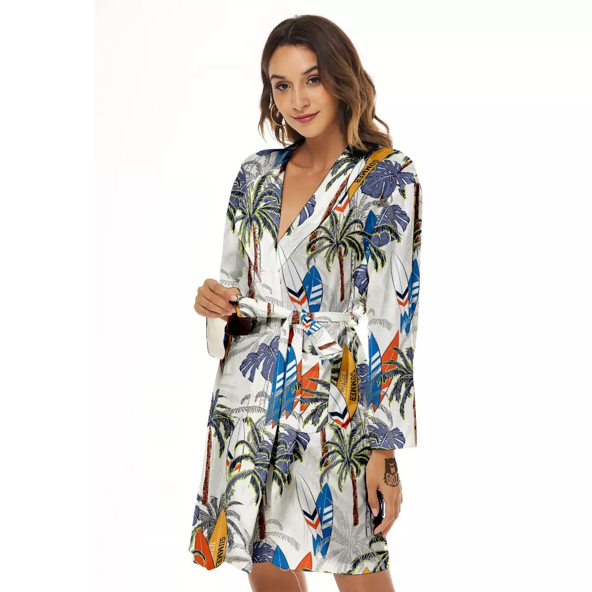 Surfing Summer Print Pattern Women's Robe-grizzshop