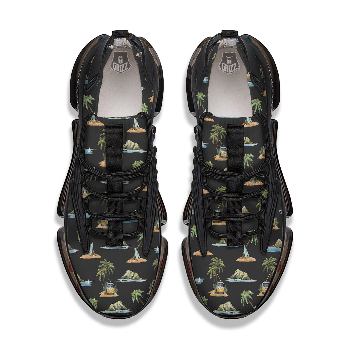 Surfing Watercolor Print Pattern Black Gym Shoes-grizzshop