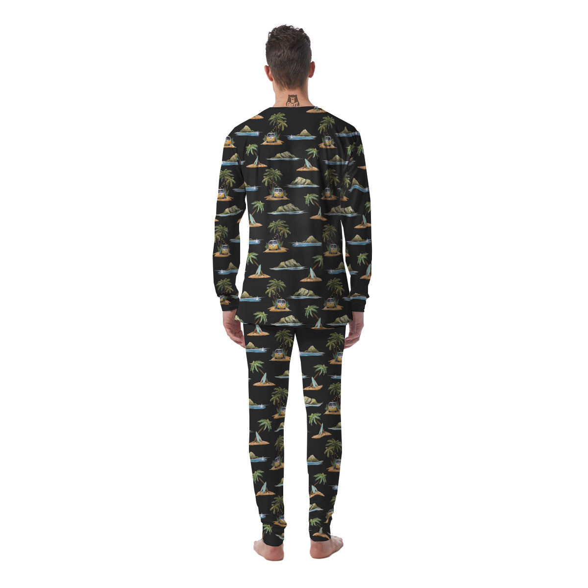 Surfing Watercolor Print Pattern Men's Pajamas-grizzshop