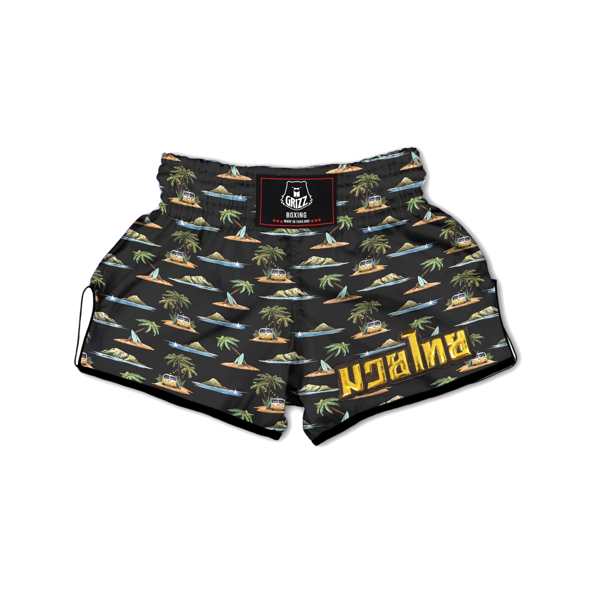 Surfing Watercolor Print Pattern Muay Thai Boxing Shorts-grizzshop