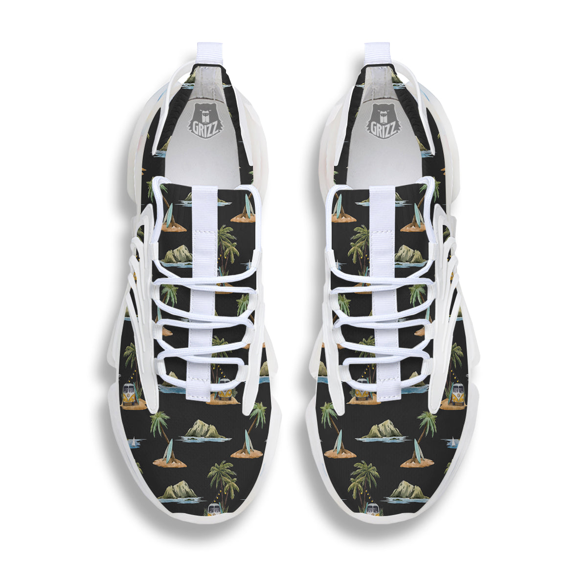 Surfing Watercolor Print Pattern White Gym Shoes-grizzshop