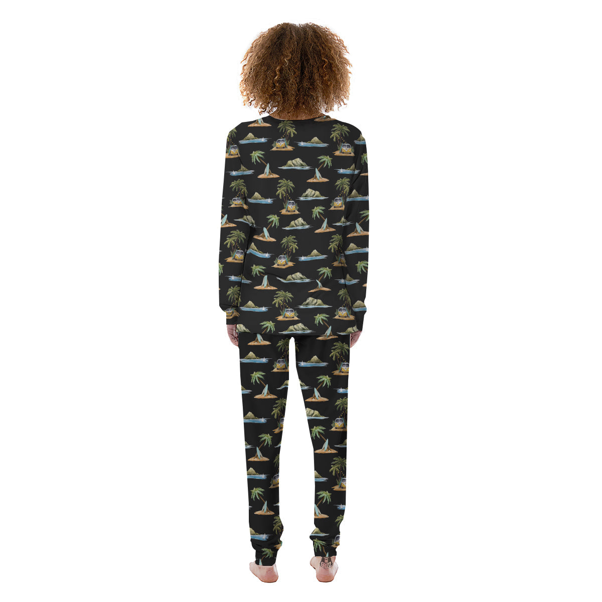 Surfing Watercolor Print Pattern Women's Pajamas-grizzshop