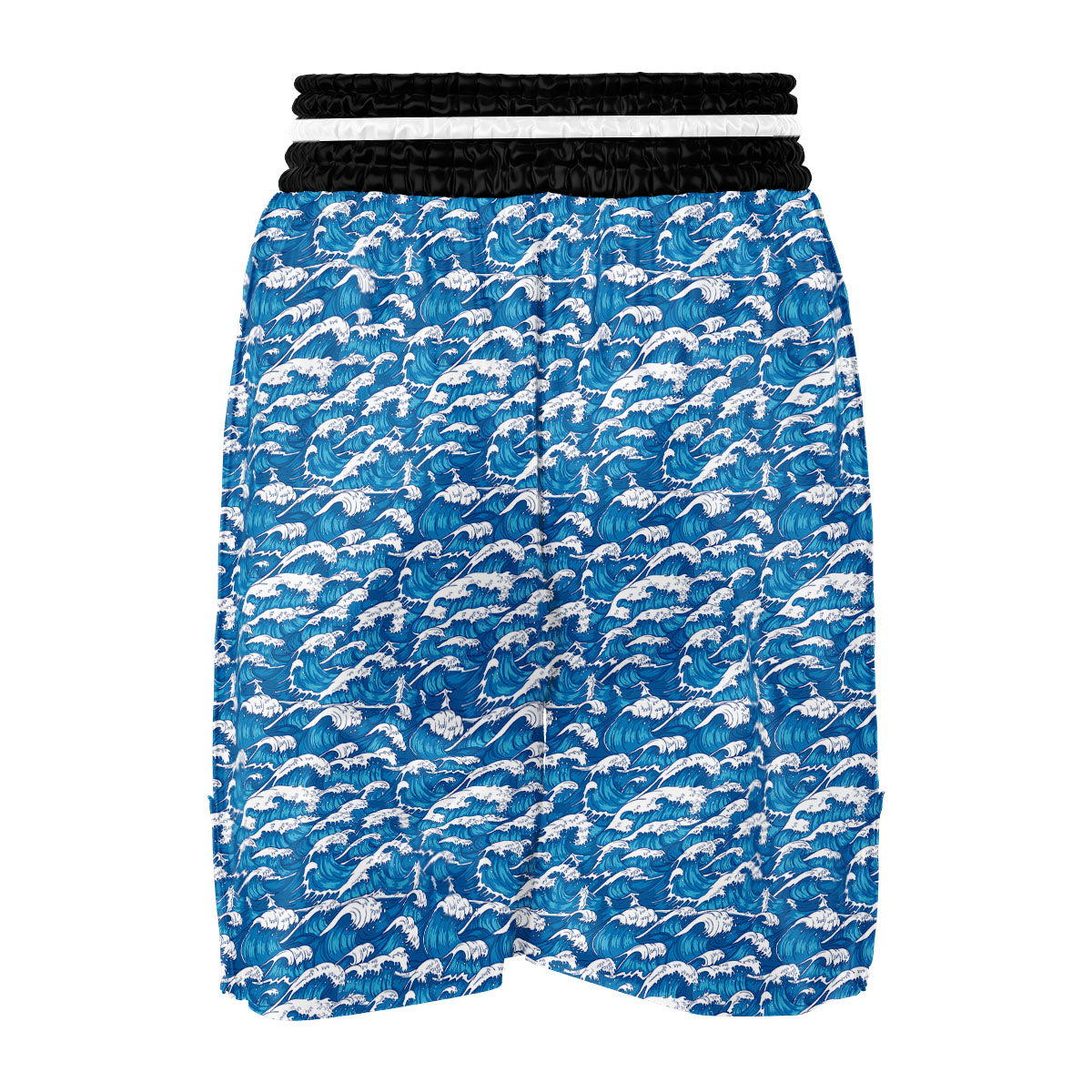 Surfing Wave Blue Print Pattern Boxing Shorts-grizzshop