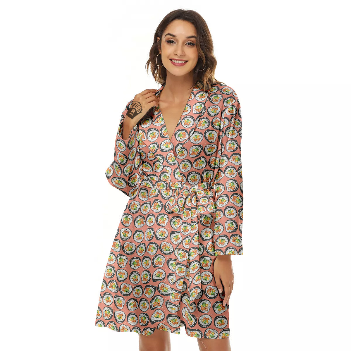 Sushi Colorful Print Pattern Women's Robe-grizzshop