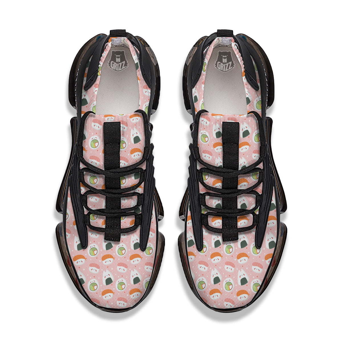 Sushi Cute Japanese Print Pattern Black Gym Shoes-grizzshop