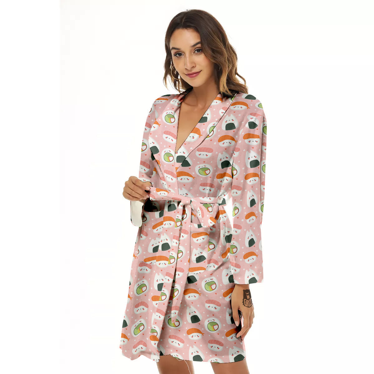 Sushi Cute Japanese Print Pattern Women's Robe-grizzshop