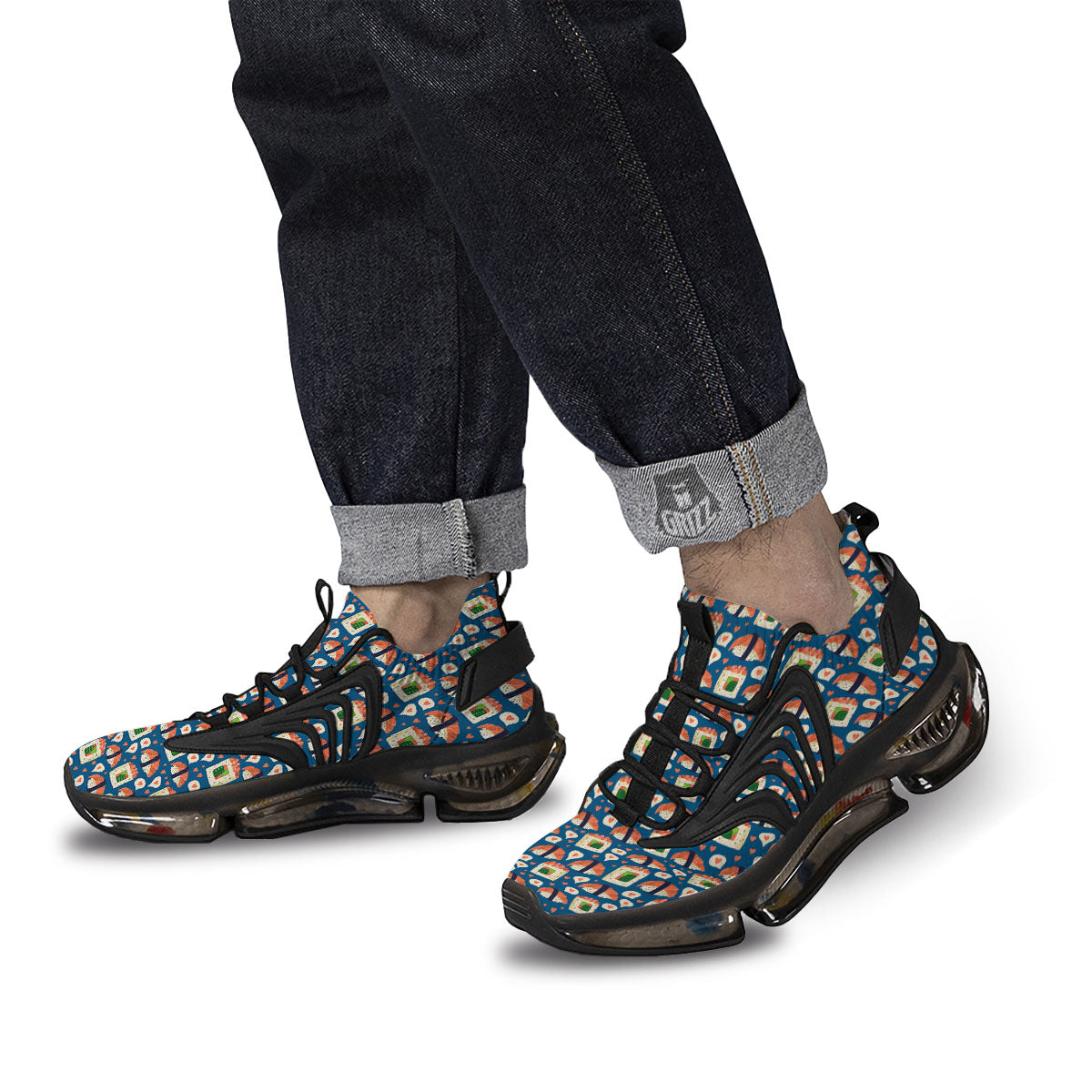 Sushi Doodle Japanese Print Pattern Black Gym Shoes-grizzshop