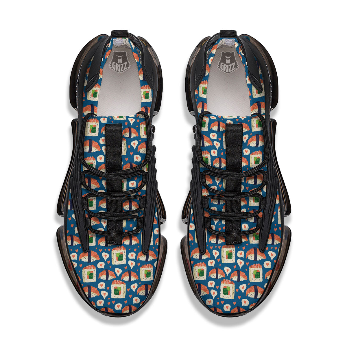 Sushi Doodle Japanese Print Pattern Black Gym Shoes-grizzshop