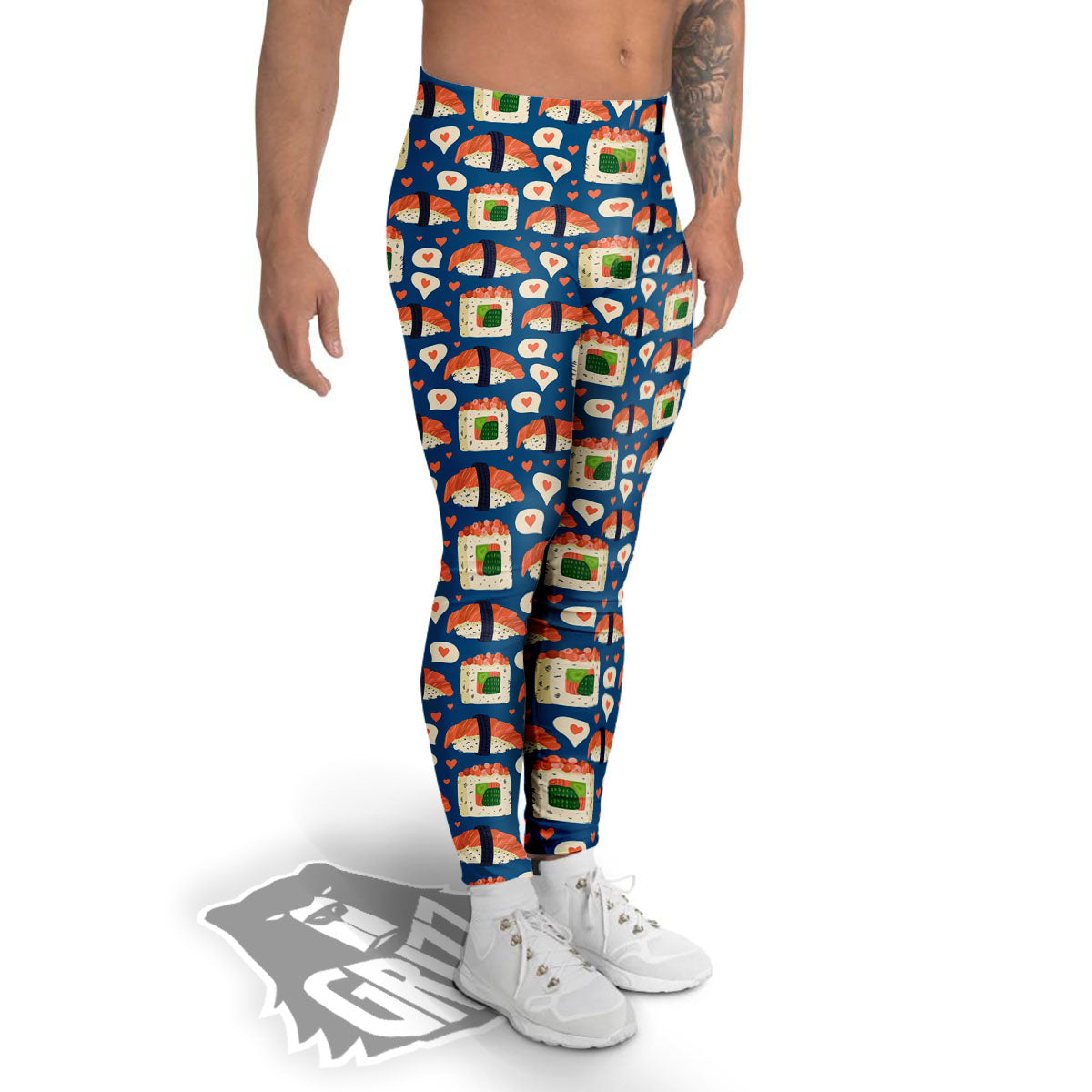Sushi Doodle Japanese Print Pattern Men's Leggings-grizzshop
