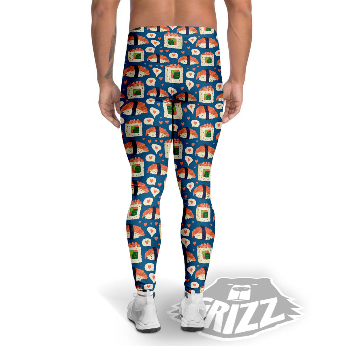 Sushi Doodle Japanese Print Pattern Men's Leggings-grizzshop