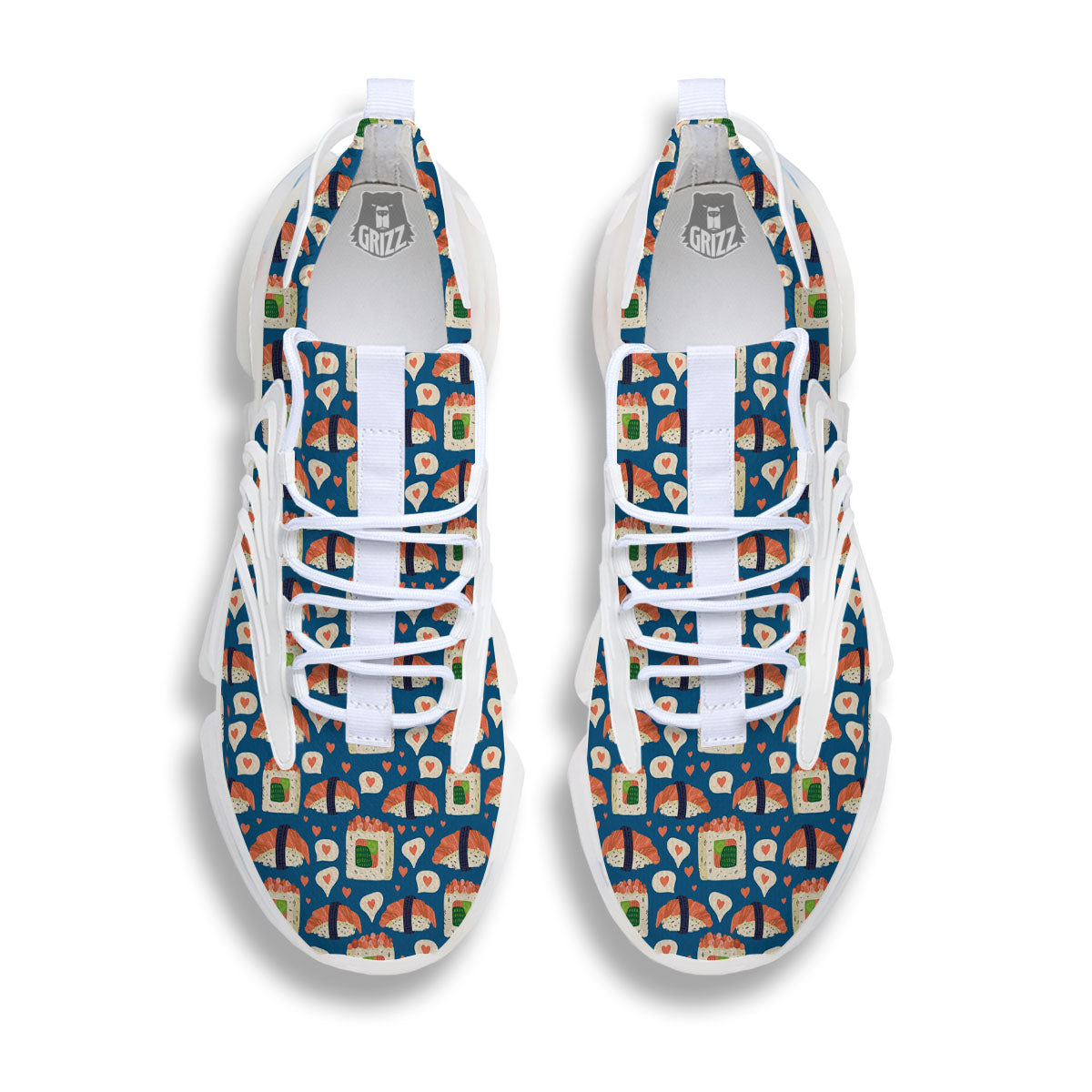 Sushi Doodle Japanese Print Pattern White Gym Shoes-grizzshop