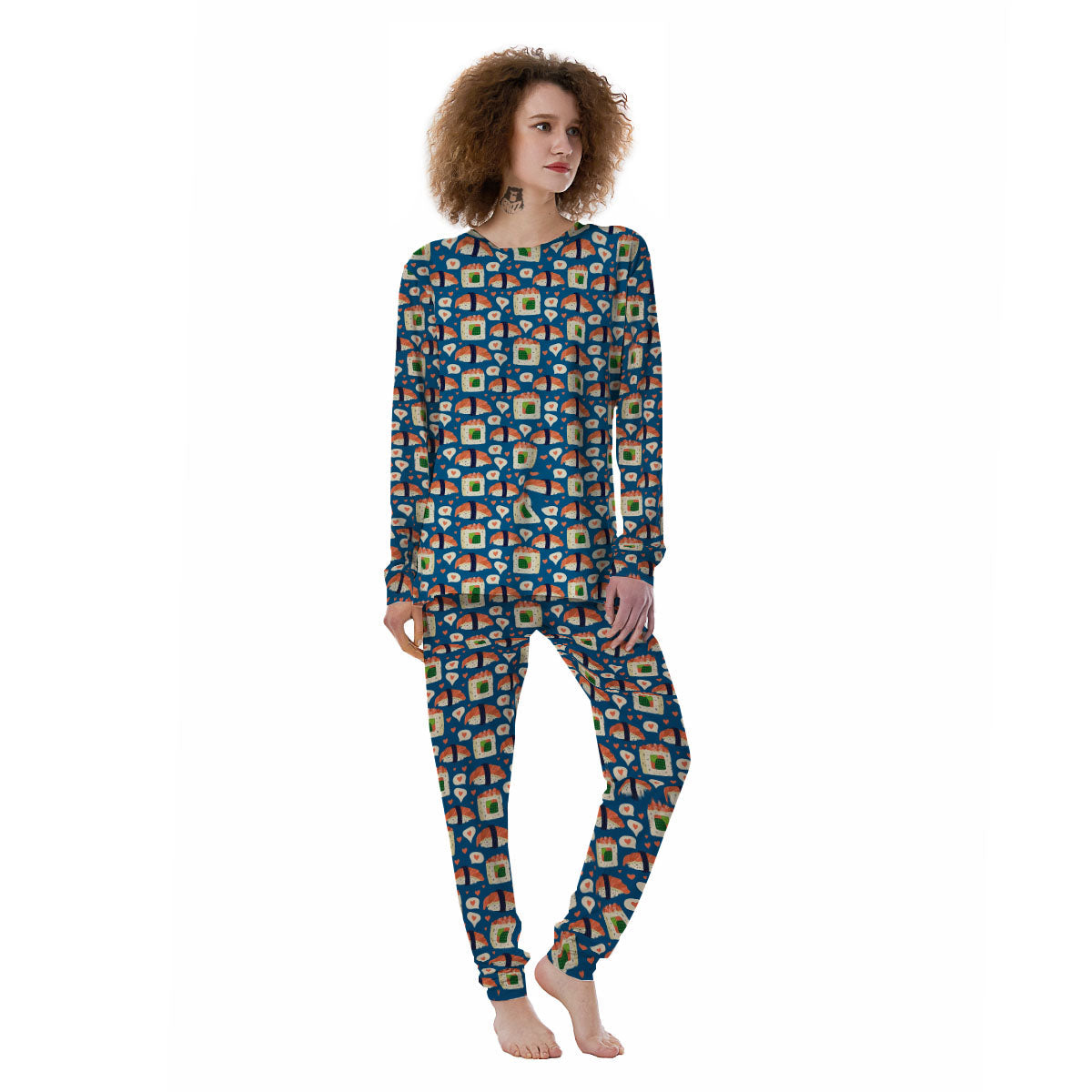 Sushi Doodle Japanese Print Pattern Women's Pajamas-grizzshop