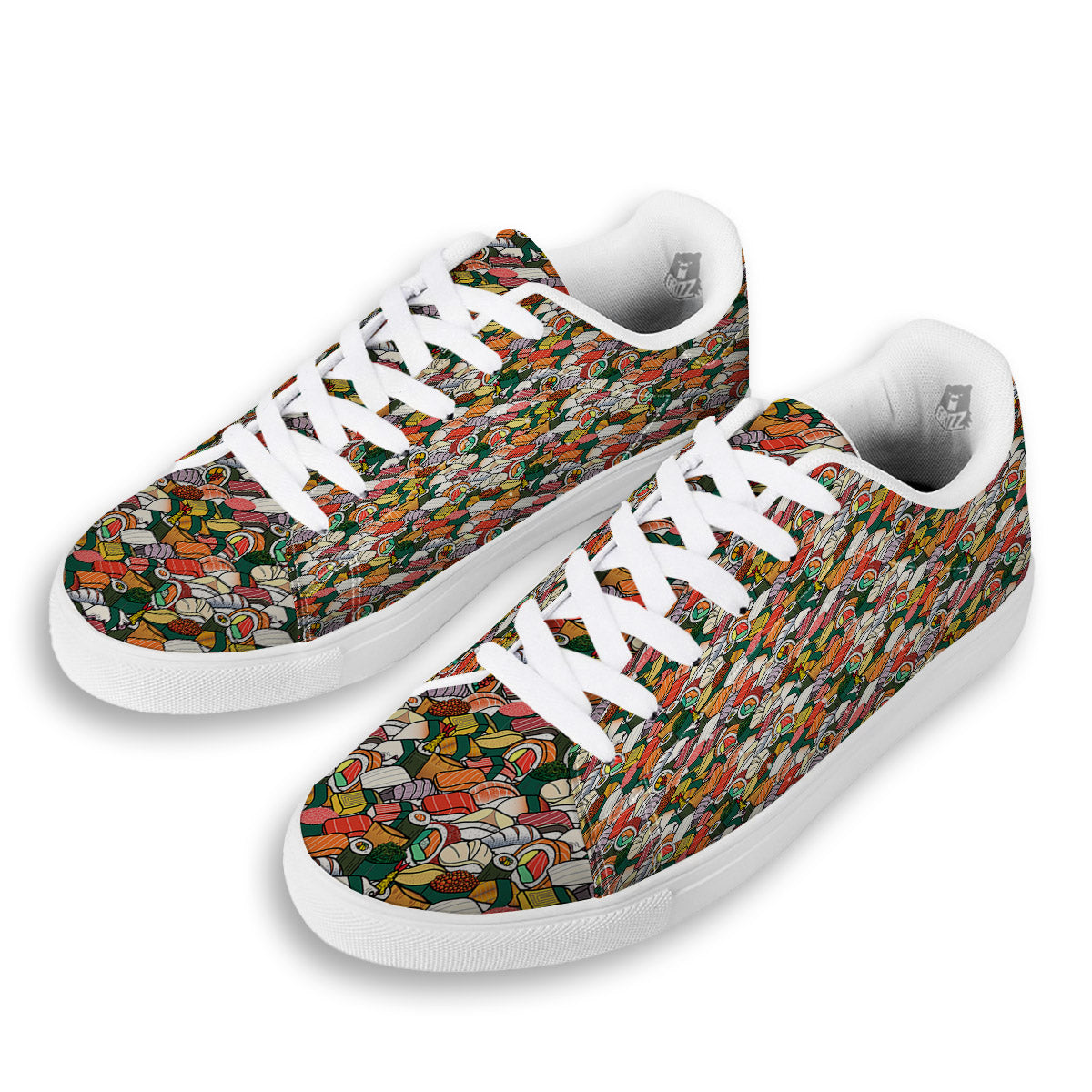 Sushi Japanese Colorful Print Pattern White Low Top Sneakers-grizzshop