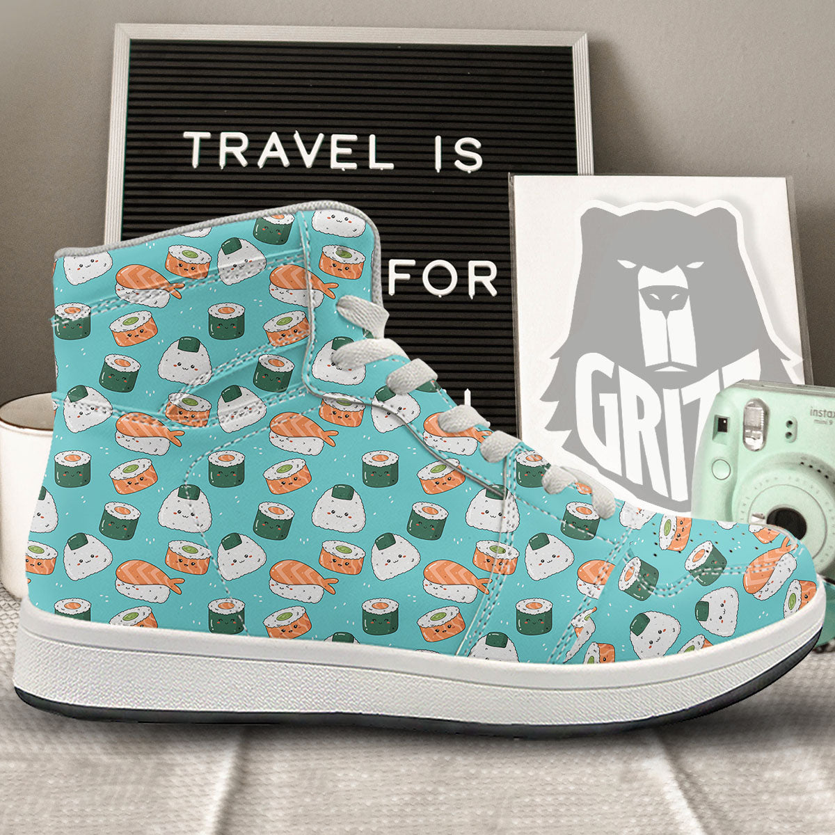 Sushi Kawaii Japanese Print Pattern High Top Sneakers-grizzshop