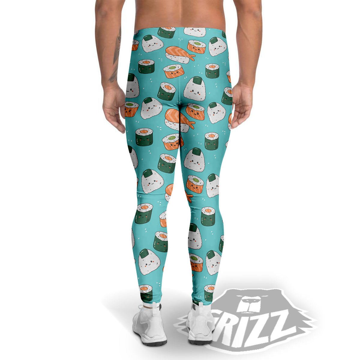 Sushi Kawaii Japanese Print Pattern Men's Leggings-grizzshop