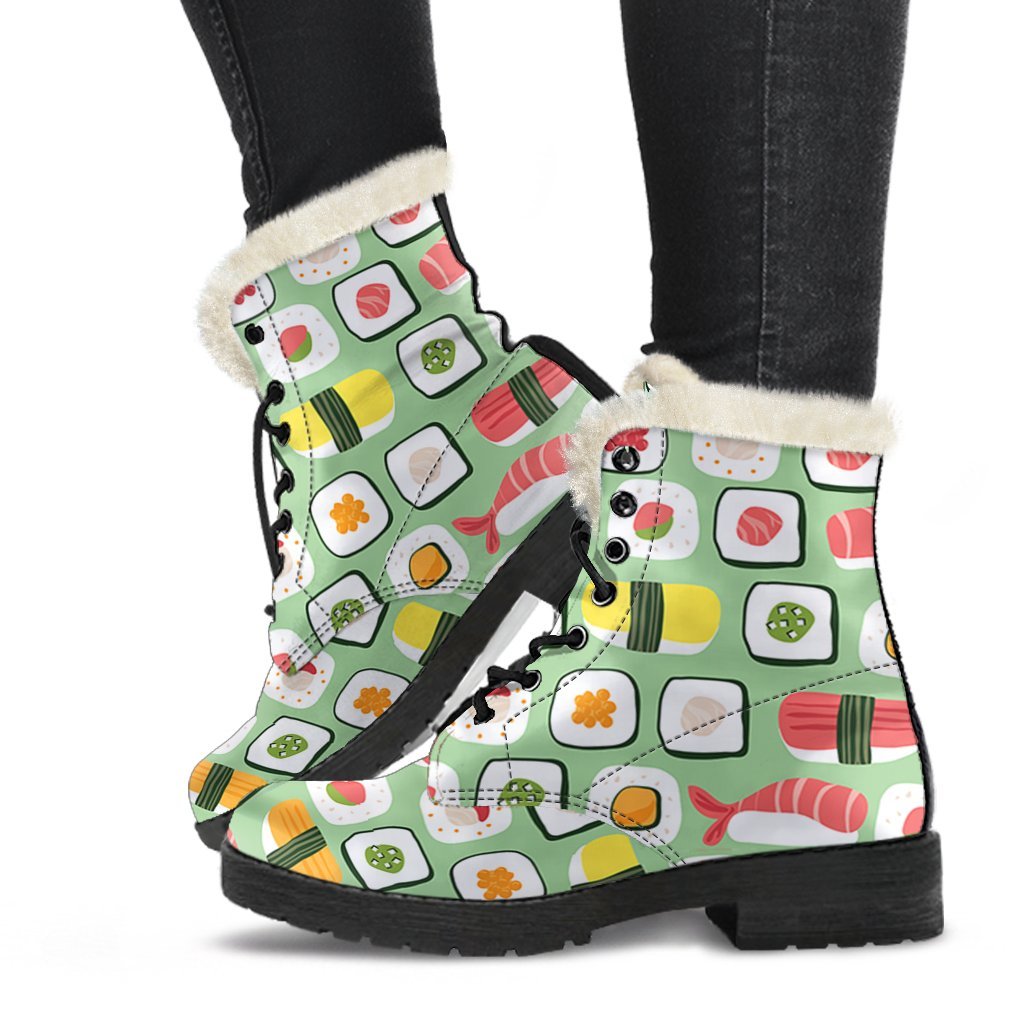 Sushi Kawaii Pattern Print Comfy Winter Boots-grizzshop