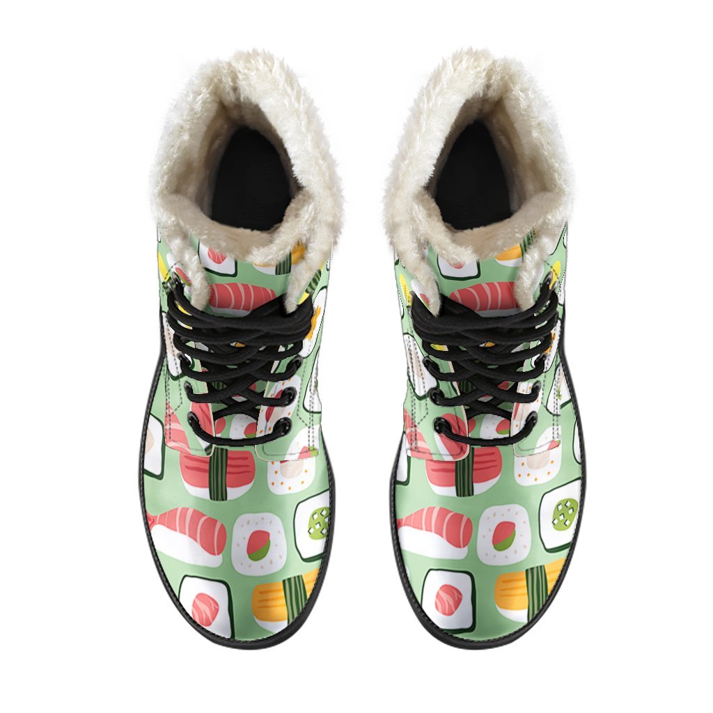 Sushi Kawaii Pattern Print Comfy Winter Boots-grizzshop