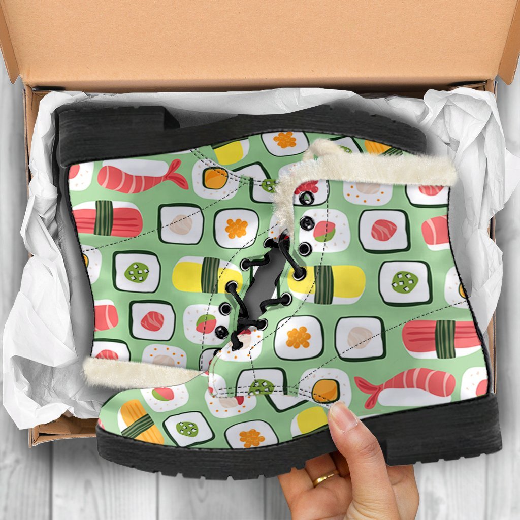 Sushi Kawaii Pattern Print Comfy Winter Boots-grizzshop