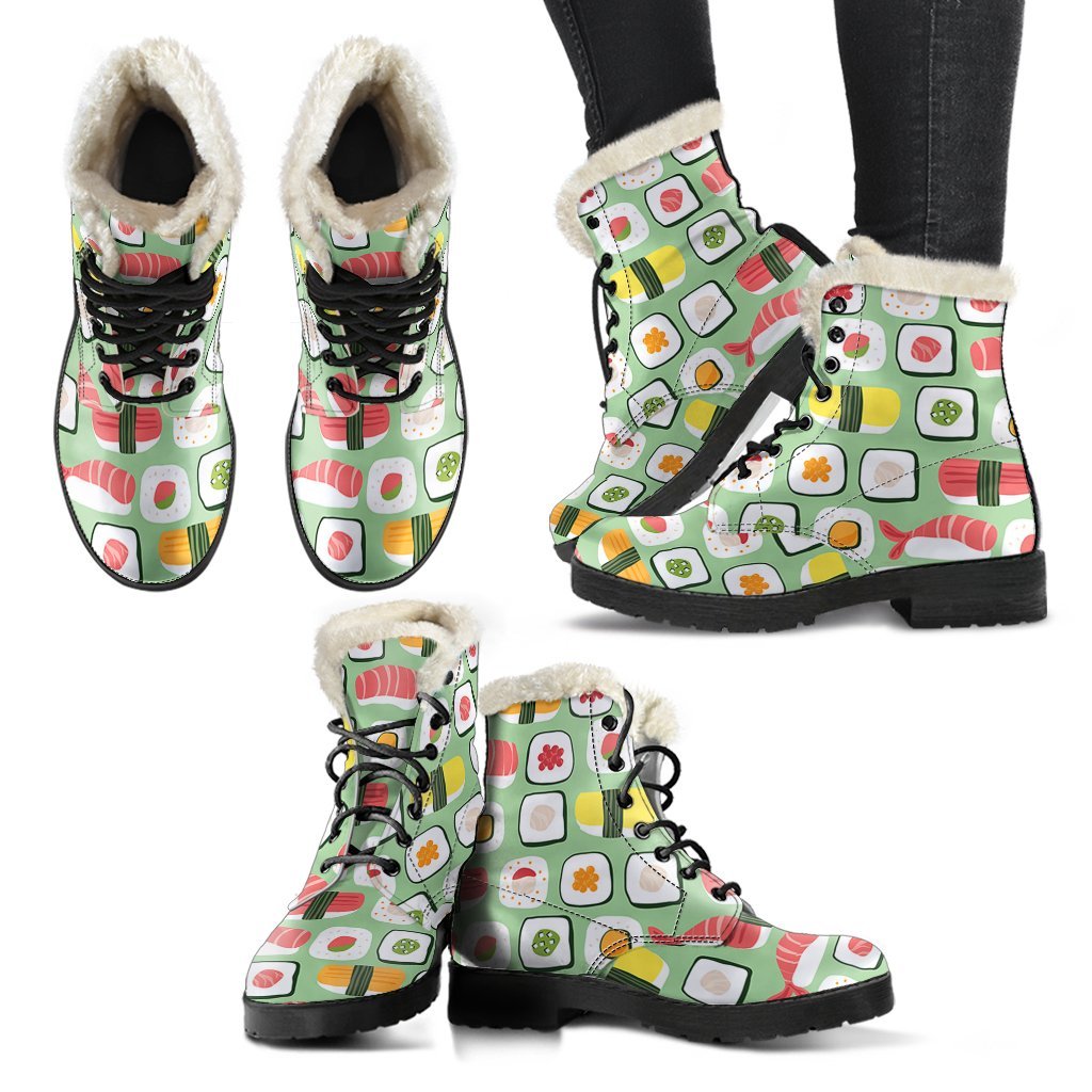 Sushi Kawaii Pattern Print Comfy Winter Boots-grizzshop