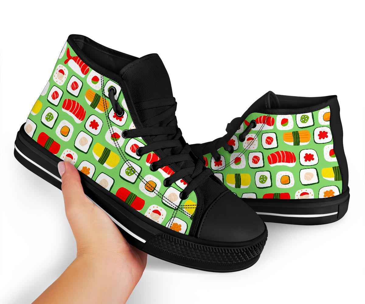 Sushi Kawaii Pattern Print Men Women's High Top Shoes-grizzshop