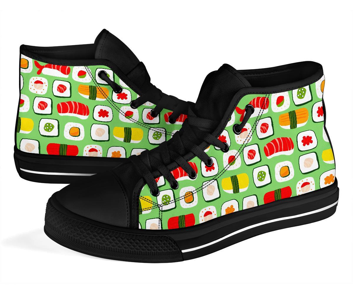 Sushi Kawaii Pattern Print Men Women's High Top Shoes-grizzshop