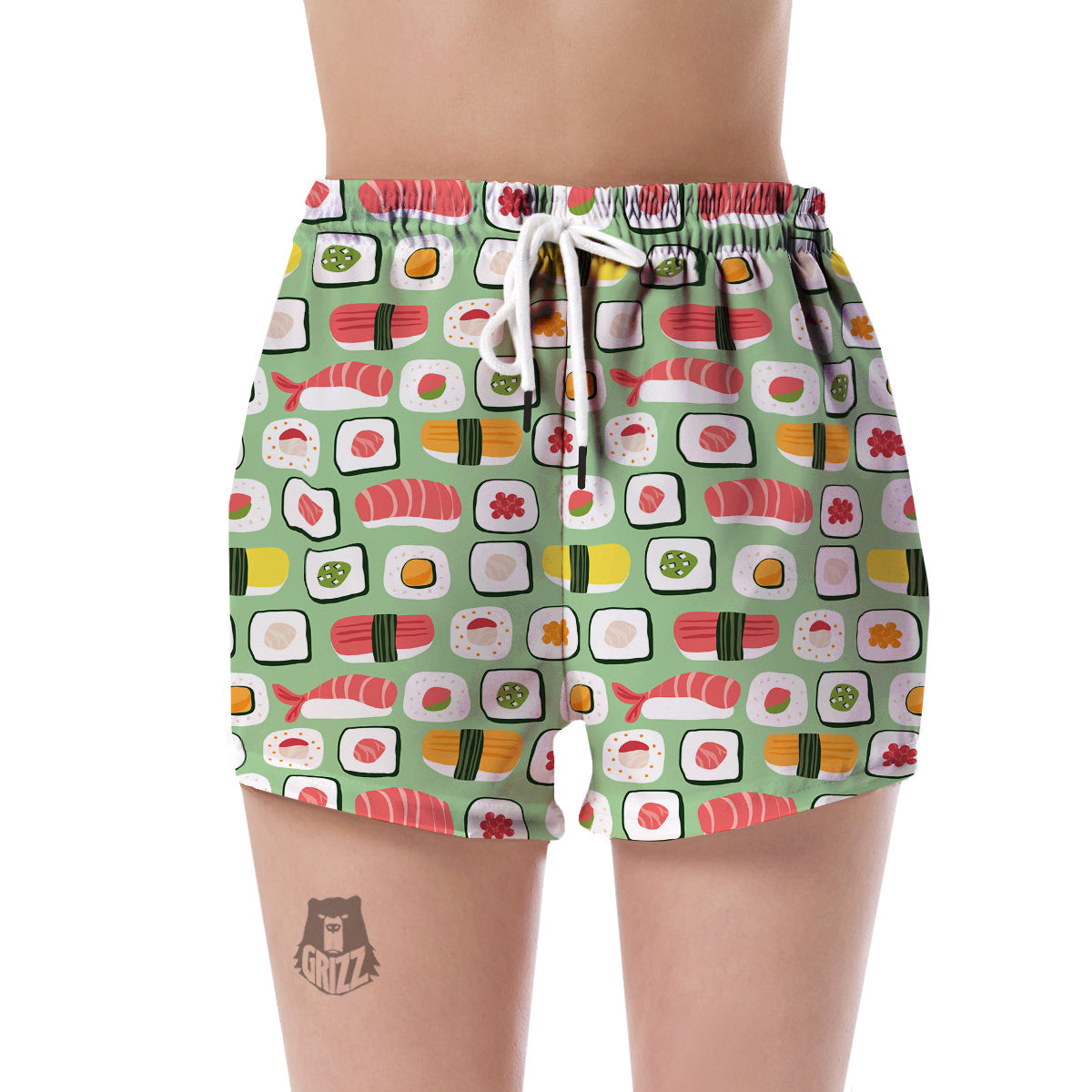 Sushi Kawaii Pattern Print Women's Shorts-grizzshop