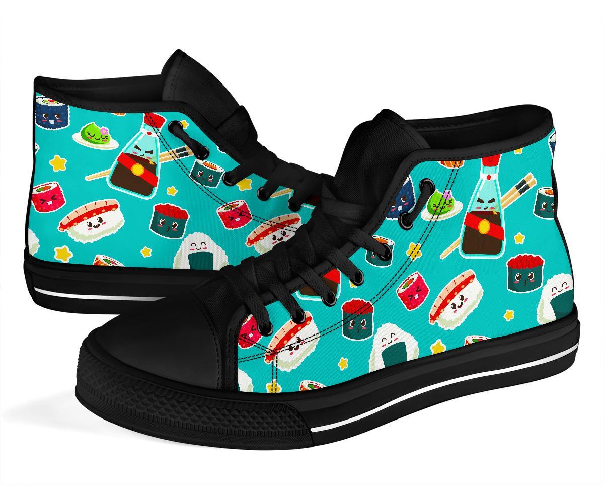 Sushi Pattern Print Men Women's High Top Shoes-grizzshop