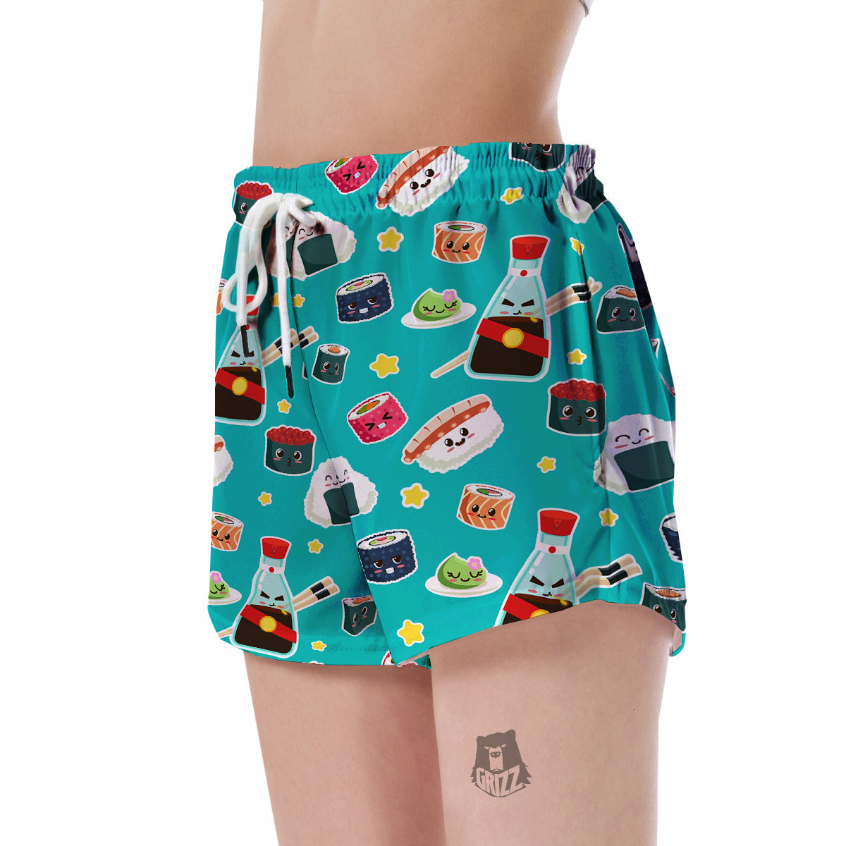 Sushi Pattern Print Women's Shorts-grizzshop