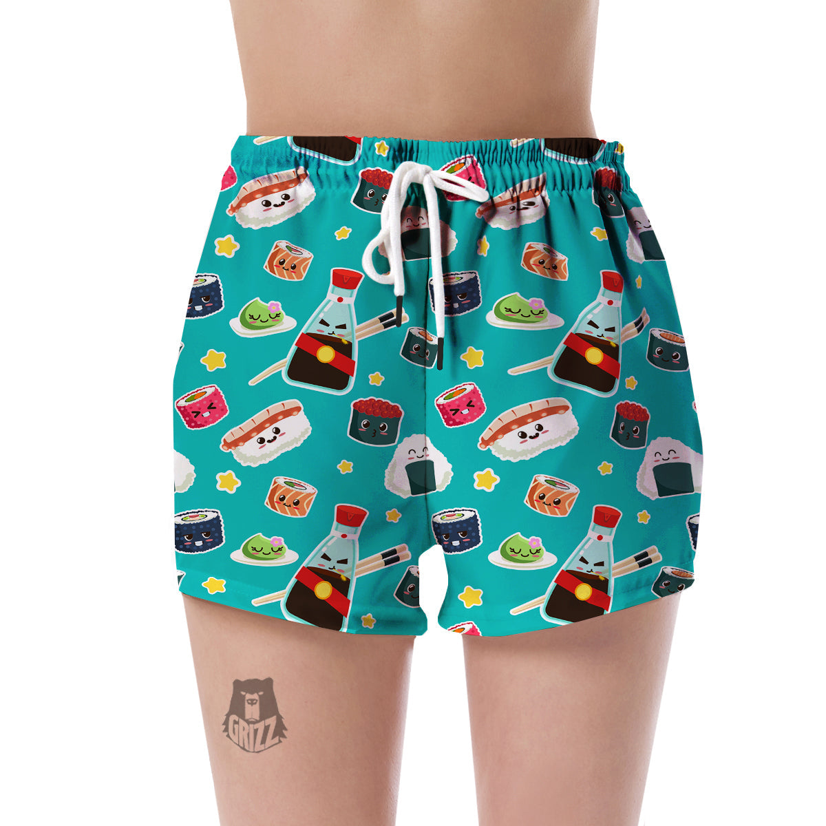 Sushi Pattern Print Women's Shorts-grizzshop