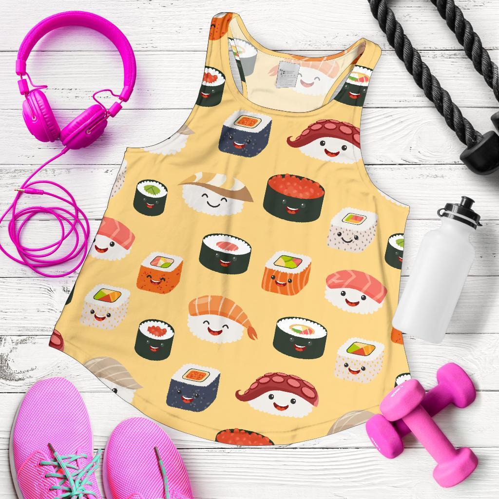 Sushi Print Pattern Women's Racerback Tank Tops-grizzshop