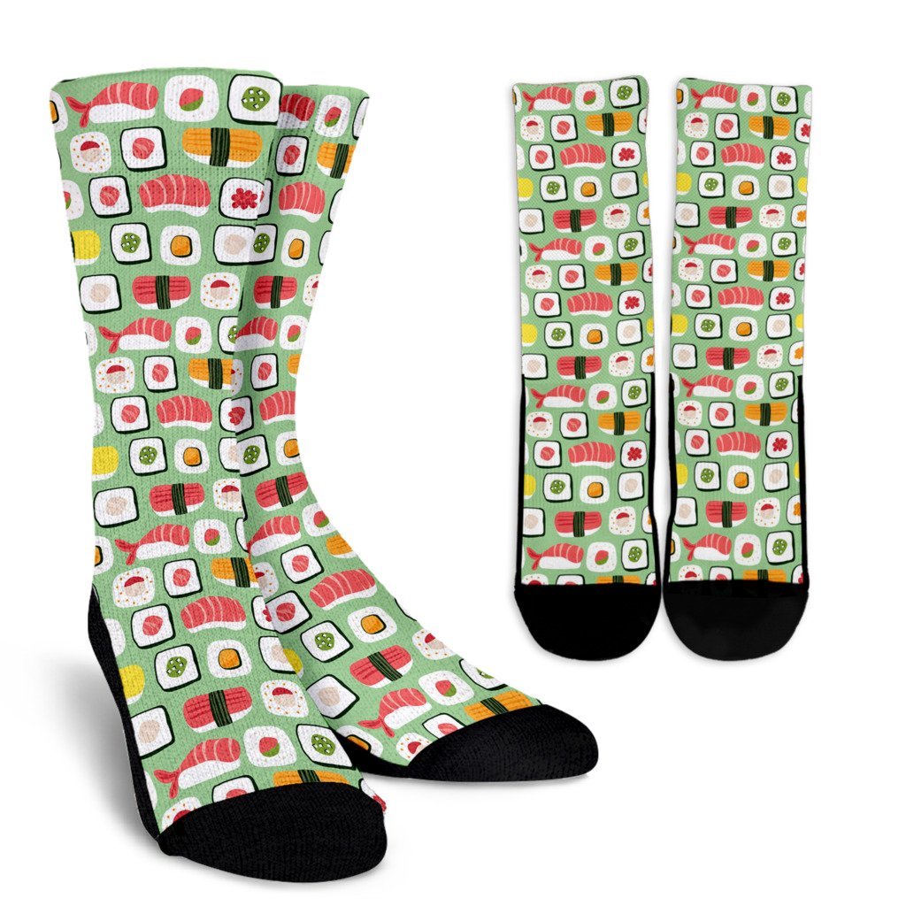 Sushi Kawaii Pattern Print Unisex Crew Socks-grizzshop
