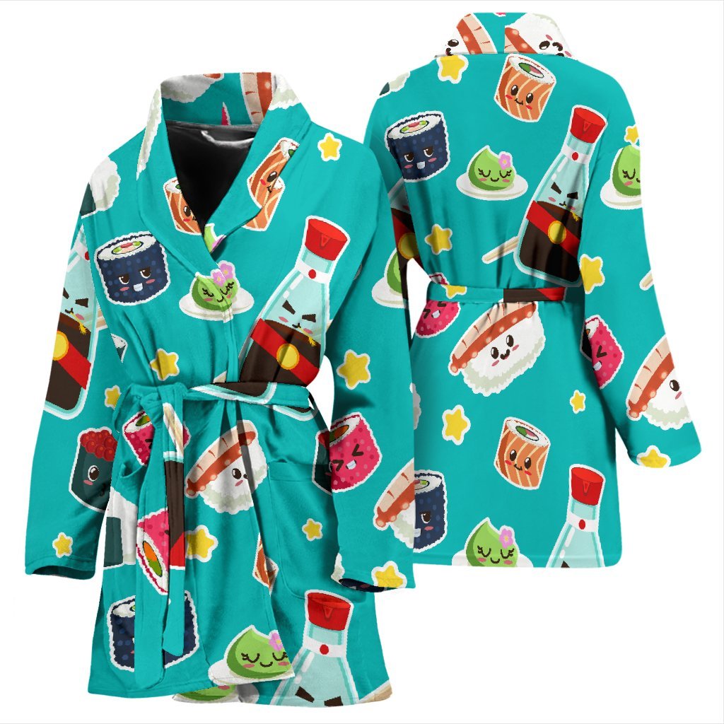 Sushi Pattern Print Women Long Robe-grizzshop