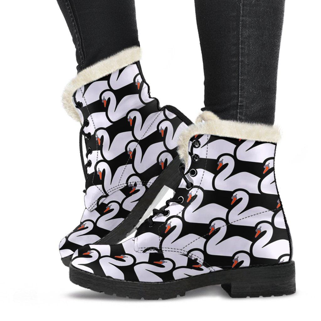 Swan Pattern Print Comfy Winter Boots-grizzshop