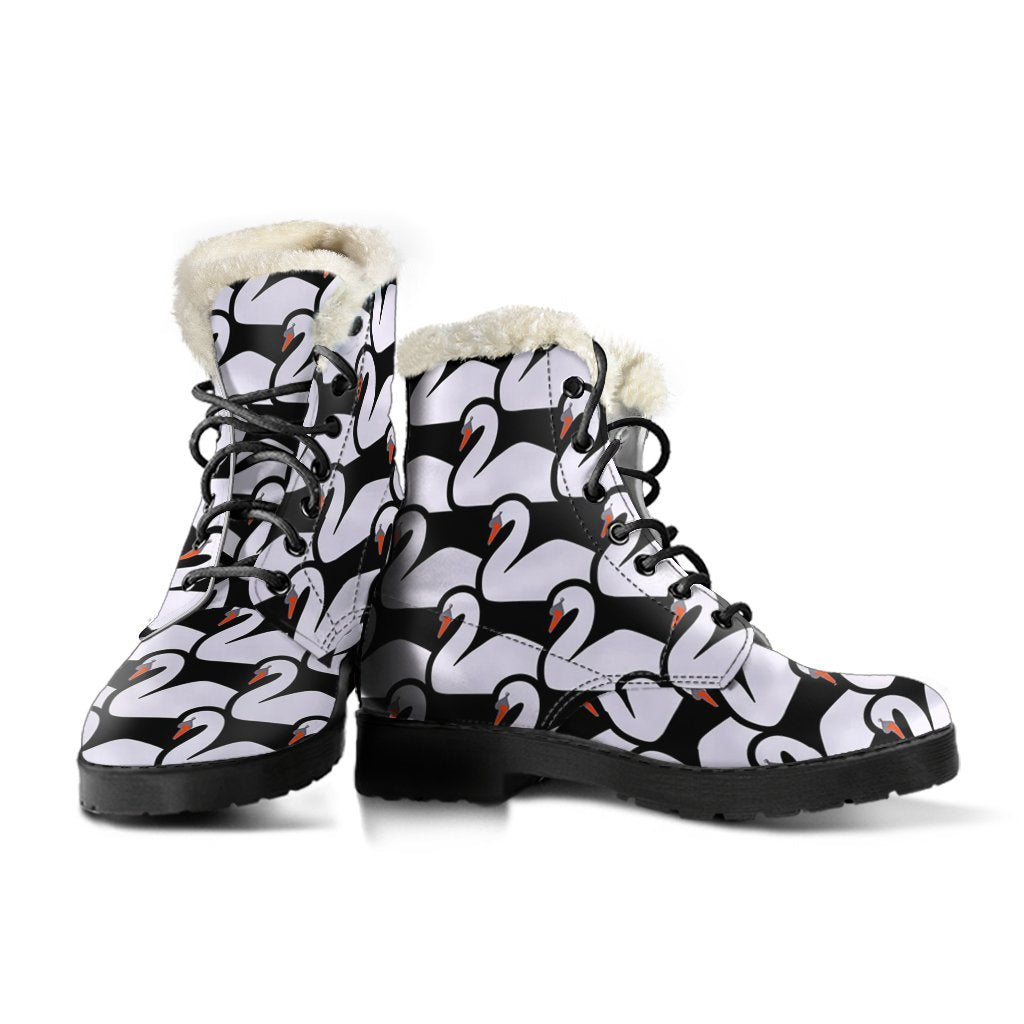 Swan Pattern Print Comfy Winter Boots-grizzshop