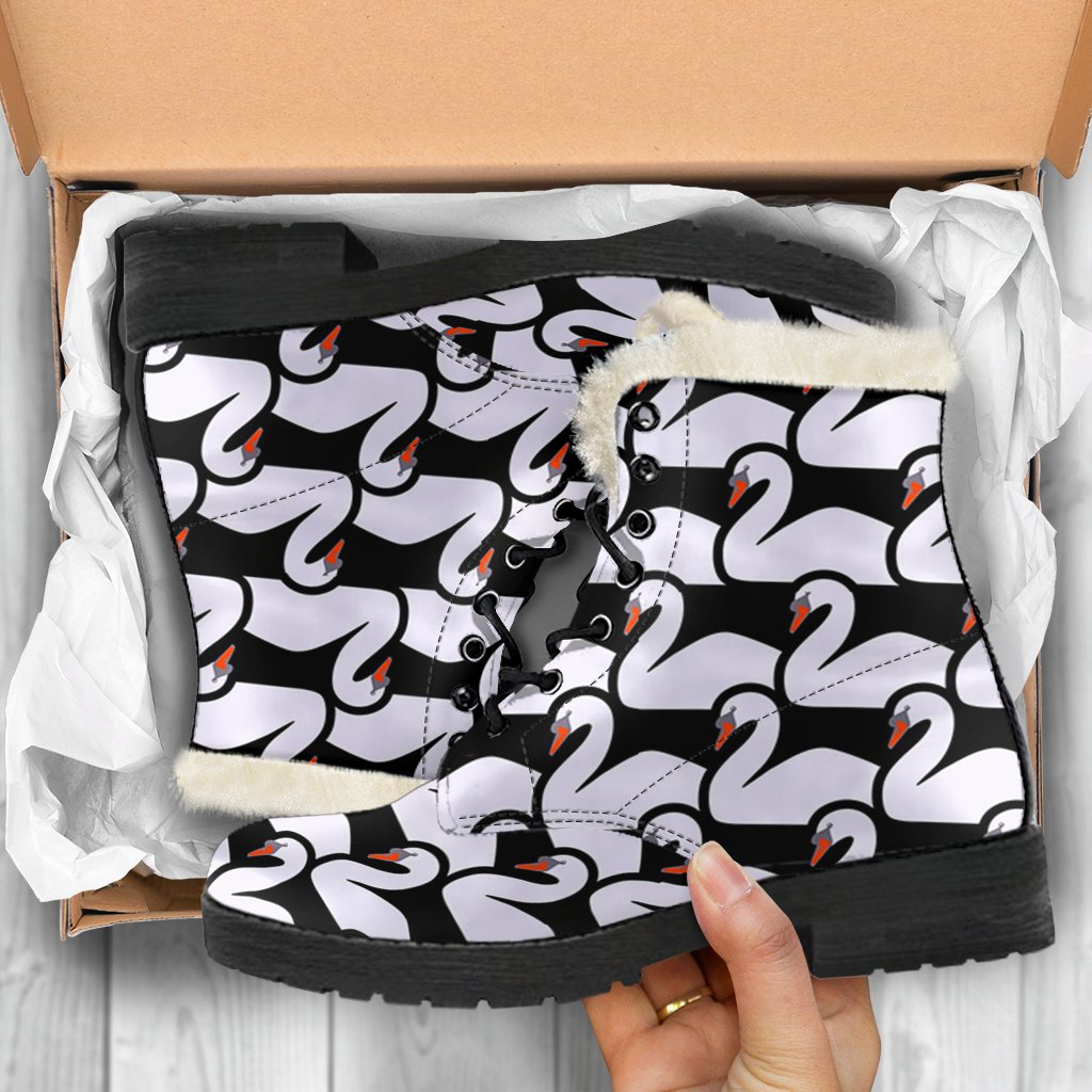 Swan Pattern Print Comfy Winter Boots-grizzshop