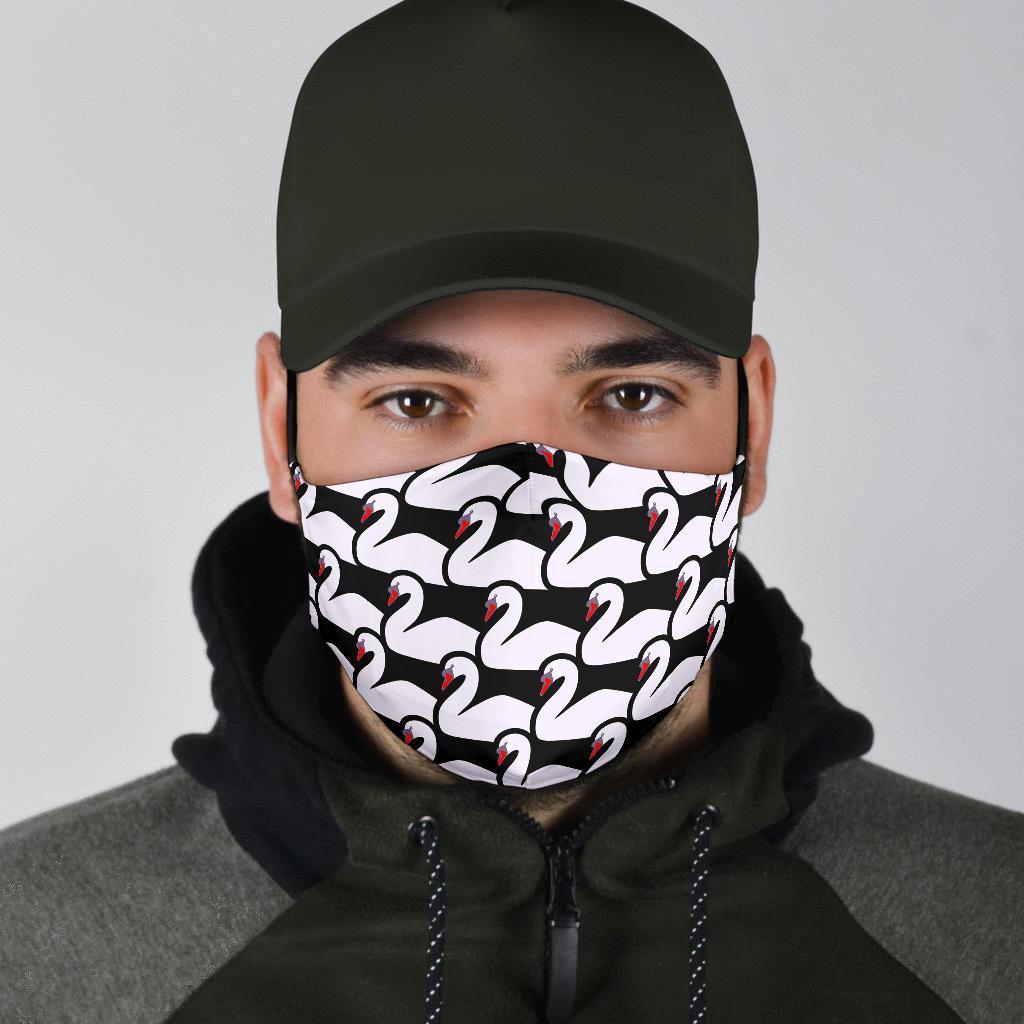 Swan Pattern Print Face Mask-grizzshop