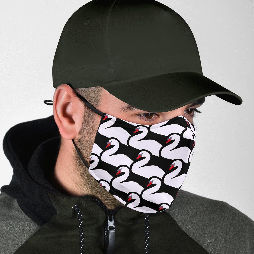 Swan Pattern Print Face Mask-grizzshop
