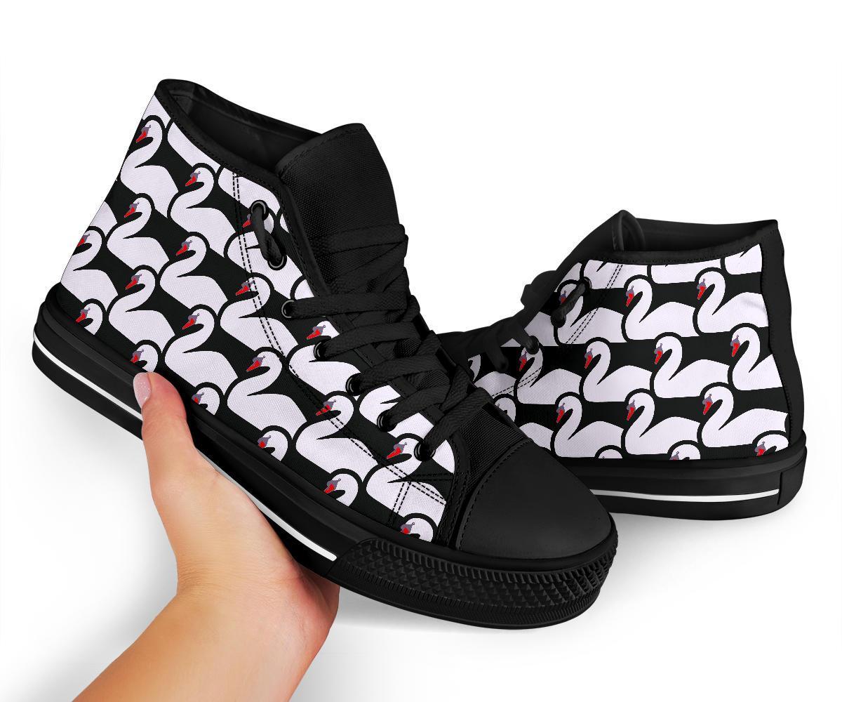 Swan Pattern Print Men Women's High Top Shoes-grizzshop