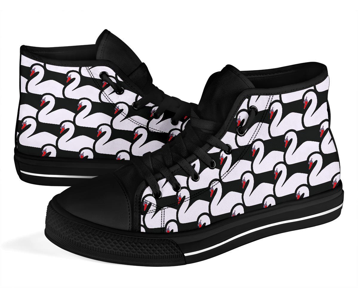 Swan Pattern Print Men Women's High Top Shoes-grizzshop