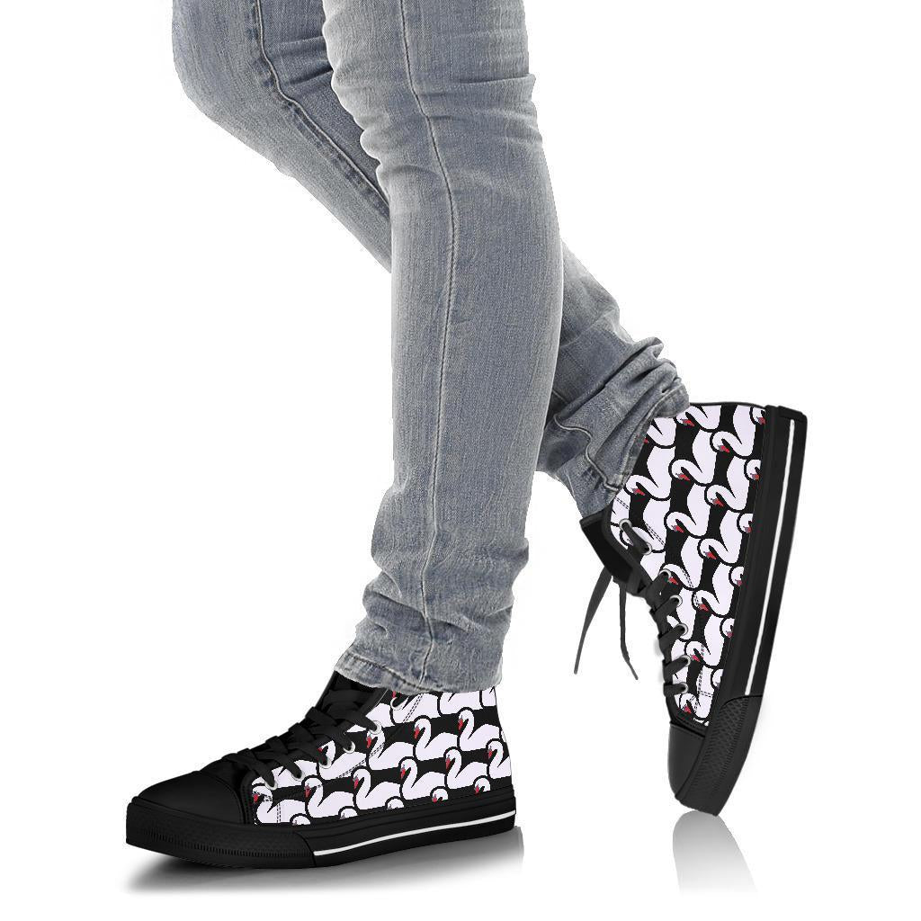 Swan Pattern Print Men Women's High Top Shoes-grizzshop